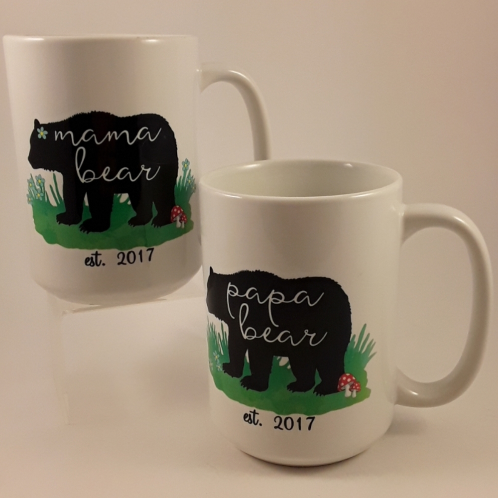 2 Orca Coatings mama bear & papa bear coffee mugs